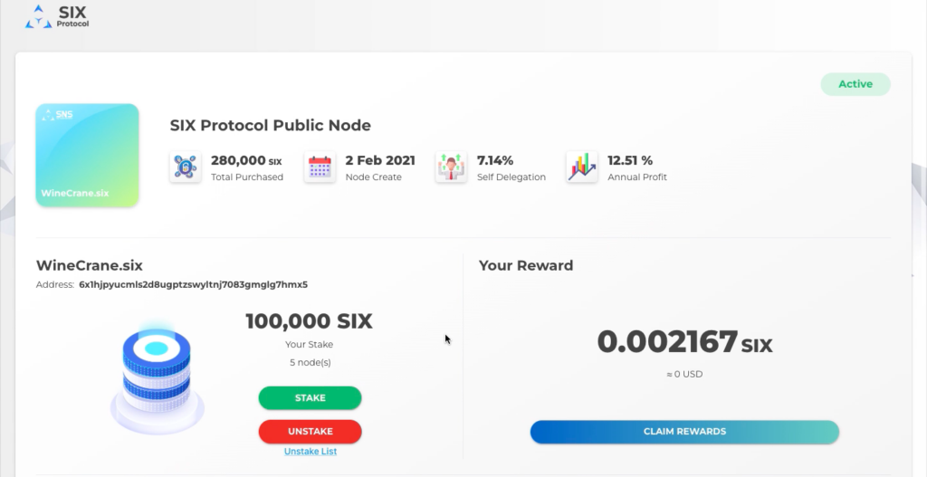 View Your Node - SIX Individual Node